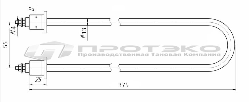 ТЭН 78.02.000 для стерилизаторов (автоклавов) ГК-100-3М, дистилляторов ...